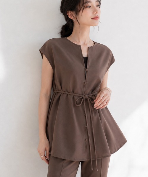 Duccia Grimani シルクシフォントップス　他2点　セットアップ フェミニンな気分。2wayシフォンシアージャガードブラウス ce1010193