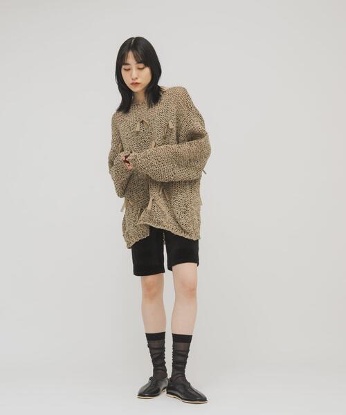 新品/KBF編みリボンサマーニット KBF（ケービーエフ） ニット セーター テープヤーンリボンオーバー