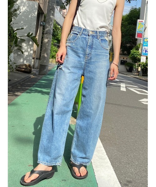 「BLACK BY MOUSSY」 デニムパンツ 23inch ブルー レディース