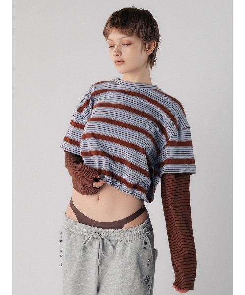 ELCHELE（エルチェレ） tシャツ LAYERED BORDER LS TEE レディース