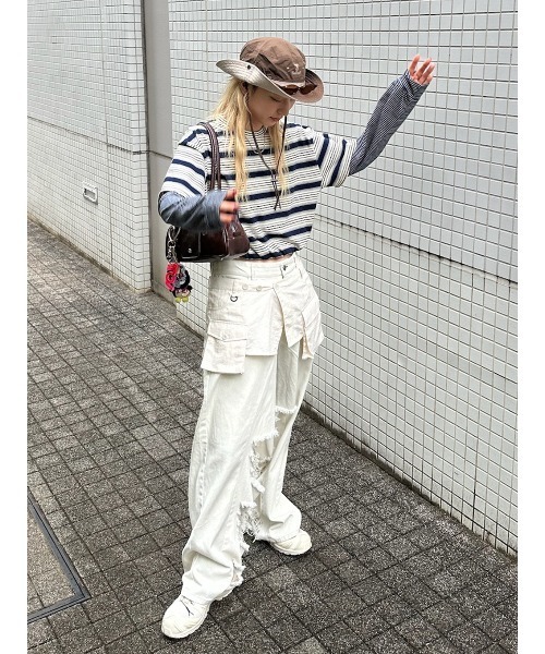 ELCHELE（エルチェレ） tシャツ LAYERED BORDER LS TEE レディース