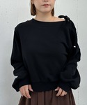トレーナー スウェット 肩リボンワンショルスウ...の詳細画像1