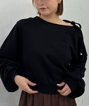 トレーナー スウェット 肩リボンワンショルスウ...の詳細画像2