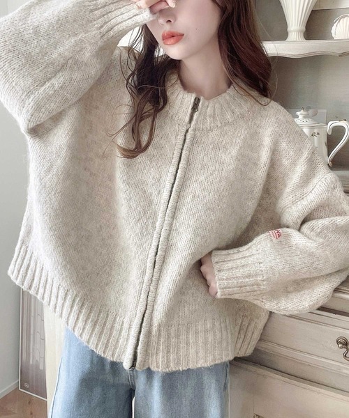 「Java」 ニットカーディガン MEDIUM ライトグレー レディース_画像3