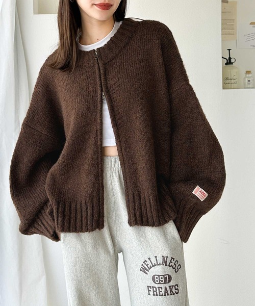 「Java」 ニットカーディガン MEDIUM ライトグレー レディース_画像4