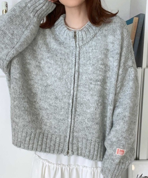 「Java」 ニットカーディガン MEDIUM ライトグレー レディース_画像5