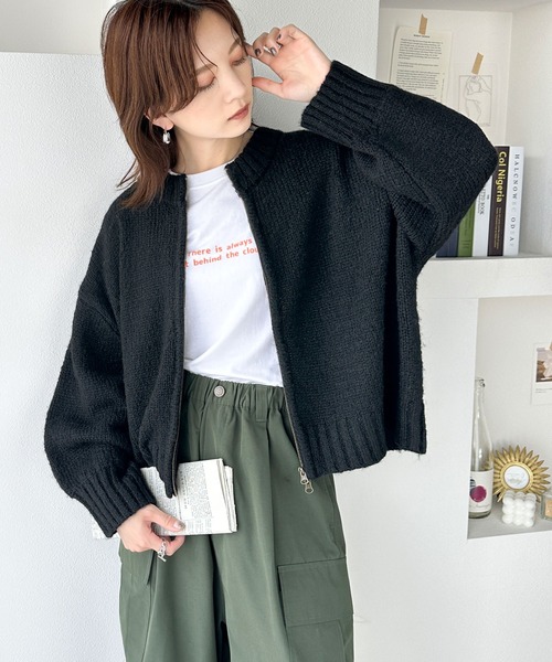 「Java」 ニットカーディガン MEDIUM ライトグレー レディース_画像6