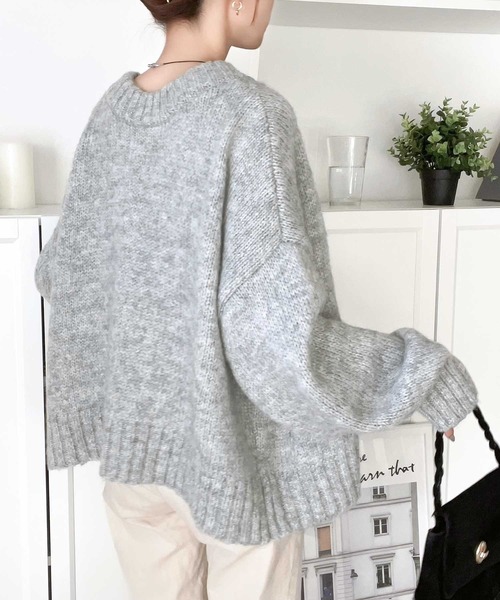 「Java」 ニットカーディガン MEDIUM ライトグレー レディース_画像7