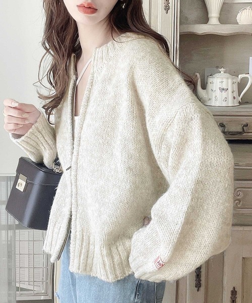 「Java」 ニットカーディガン MEDIUM ライトグレー レディース_画像8