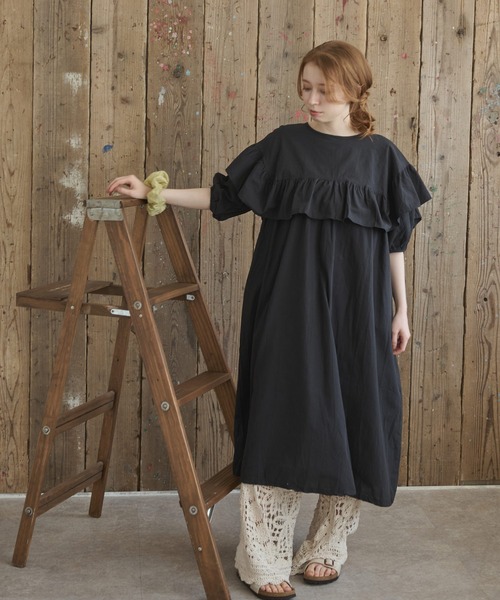 「Crisp」 7分袖ワンピース FREE カーキ レディース_画像2