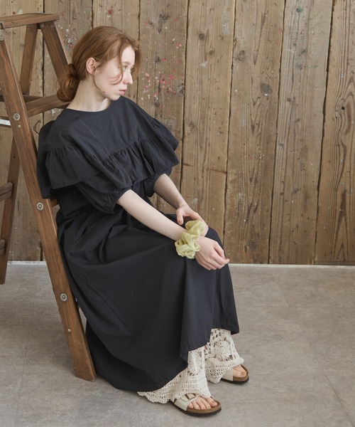 「Crisp」 7分袖ワンピース FREE カーキ レディース_画像9