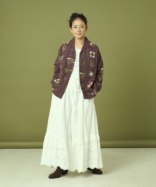 「Freada」 長袖シャツ フリ- ブラウン レディース_画像5