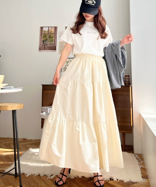 「moment+」 ロングスカート M アイボリー レディース_画像4