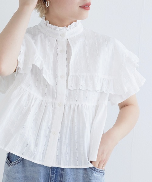 「w closet」 半袖ブラウス FREE ミント レディース_画像8