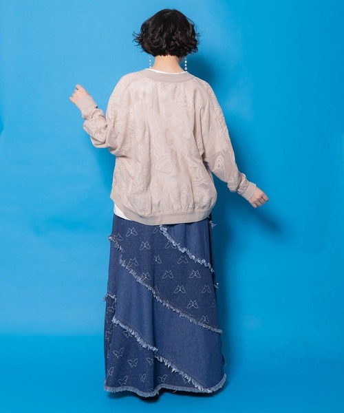 ScoLar（スカラー） デニムスカート 蝶刺繍or配色 スパイラル切替