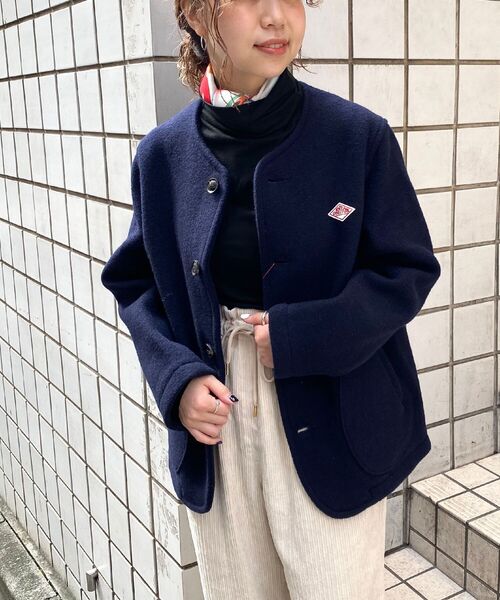 Danton（ダントン） ノーカラージャケット 38 ネイビー レディース