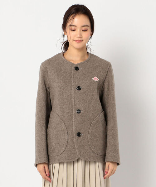 ymkダントン ノーカラージャケット 38 レディース ネイビー コットン Danton（ダントン） ノーカラージャケット 38 ネイビー レディース