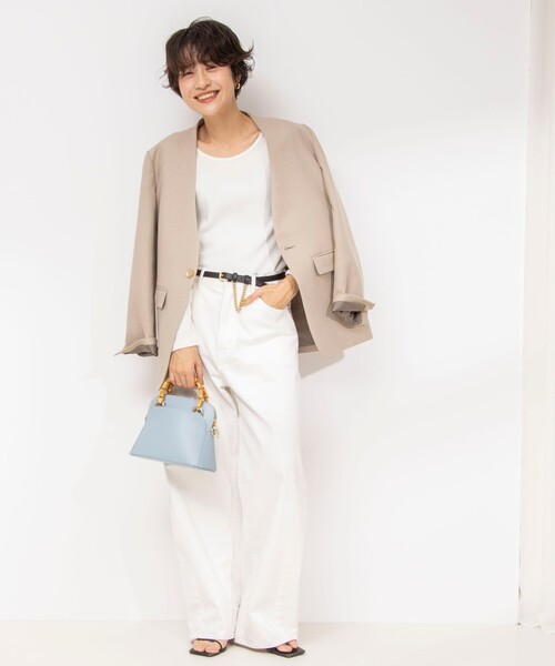 「Rie Miller」 ノーカラージャケット 38 ベージュ レディース_画像6