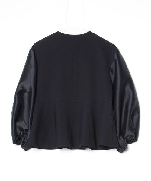 「green label relaxing」 ノーカラージャケット SHORT ネイビー レディースの画像