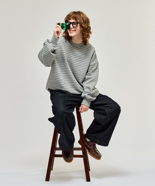 「WETTEMPT」 スウェットカットソー MEDIUM ネイビー メンズ_画像8