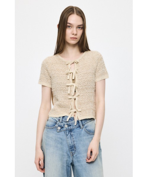 カーディガン FRONT RIBBON KNIT カーディガン レディースの画像