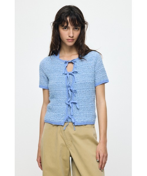 カーディガン FRONT RIBBON KNIT カーディガン レディースの画像