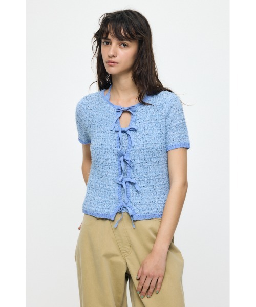 カーディガン FRONT RIBBON KNIT カーディガン レディースの画像