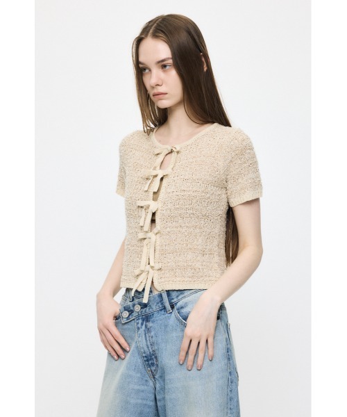 カーディガン FRONT RIBBON KNIT カーディガン レディースの画像