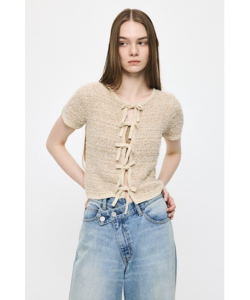 カーディガン FRONT RIBBON KNIT カーディガン レディースの画像
