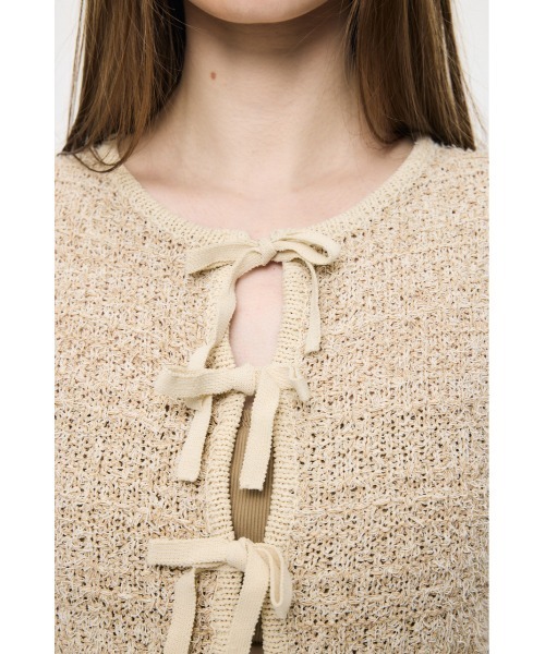 カーディガン FRONT RIBBON KNIT カーディガン レディースの画像