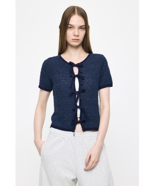 カーディガン FRONT RIBBON KNIT カーディガン レディースの画像