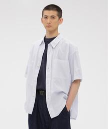 MHL.（エムエイチエル） シャツ 半袖 YARN DYED COTTON VOILE メンズ