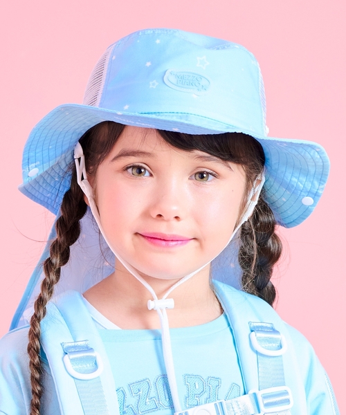 キャップ 帽子 撥水グラデーション柄サファリハット「接触冷感」 キッズ 子供 女の子
