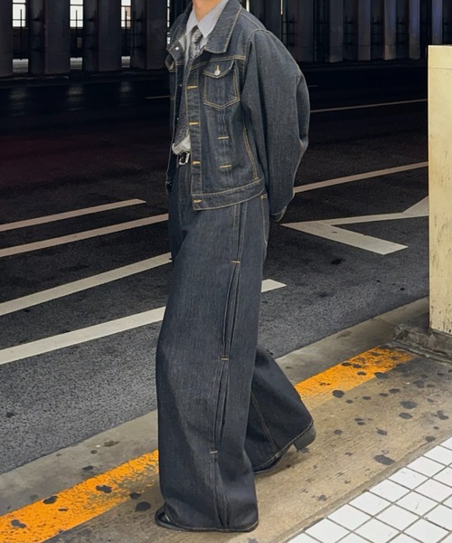 「INTER FACTORY」 デニムジャケット LARGE ブラック メンズ_画像3