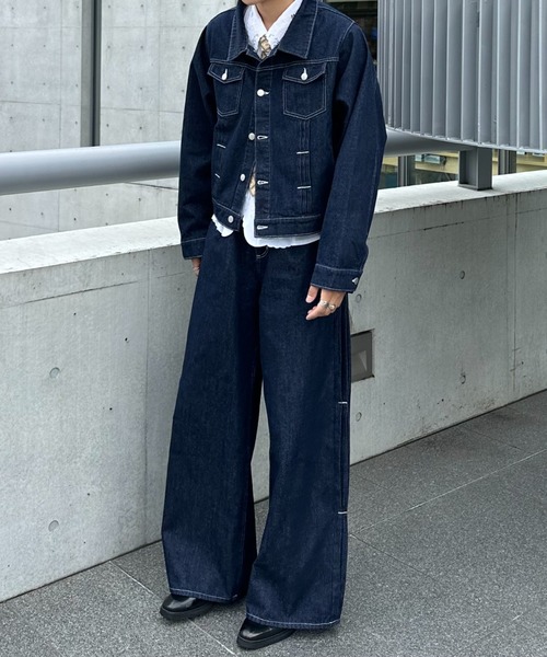 「INTER FACTORY」 デニムジャケット LARGE ブラック メンズ_画像4