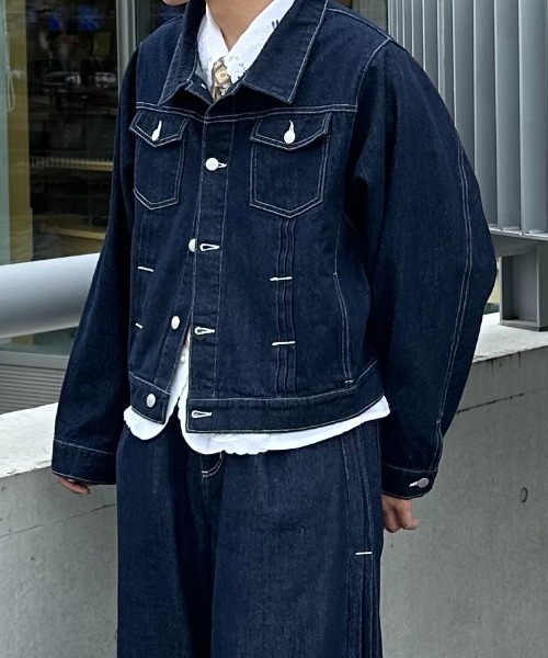 「INTER FACTORY」 デニムジャケット LARGE ブラック メンズ_画像5