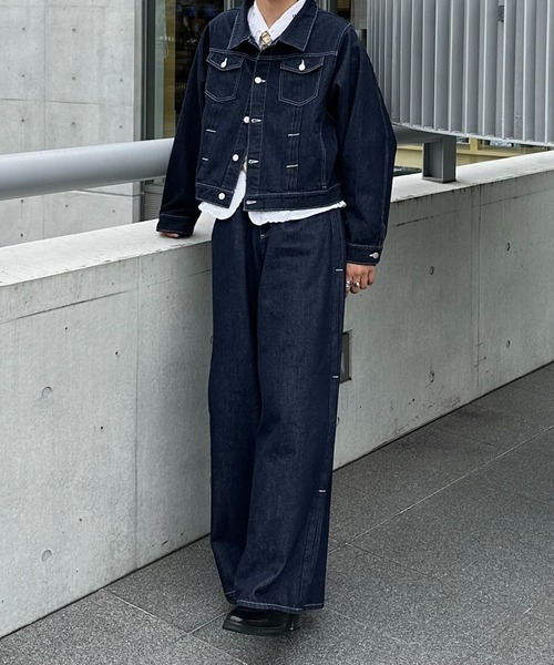 「INTER FACTORY」 デニムジャケット LARGE ブラック メンズ_画像6