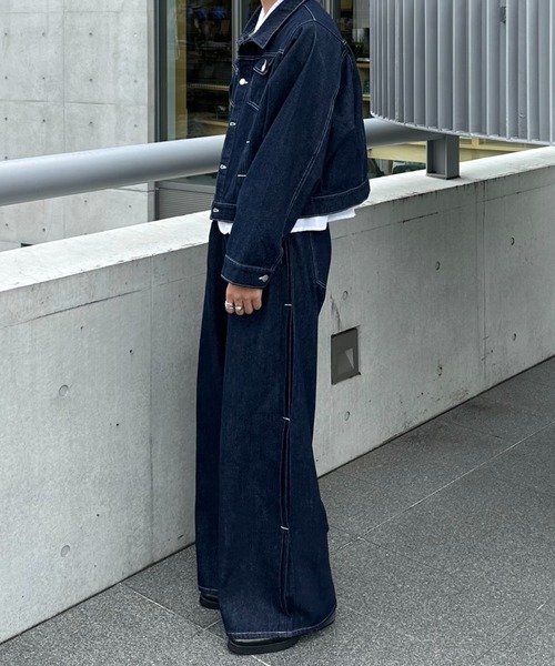 「INTER FACTORY」 デニムジャケット LARGE ブラック メンズ_画像7