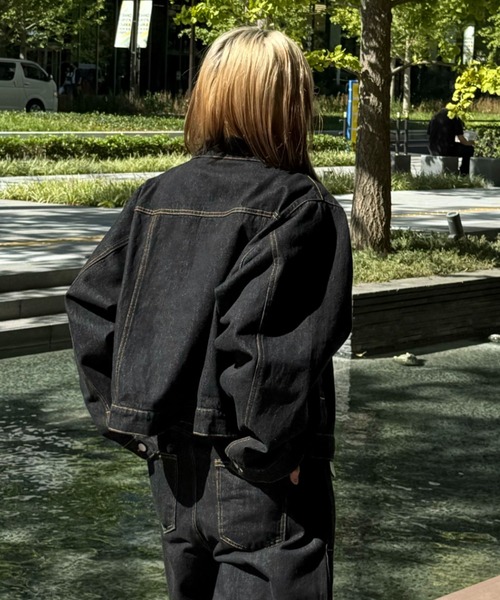 「INTER FACTORY」 デニムジャケット LARGE ブラック メンズ_画像8