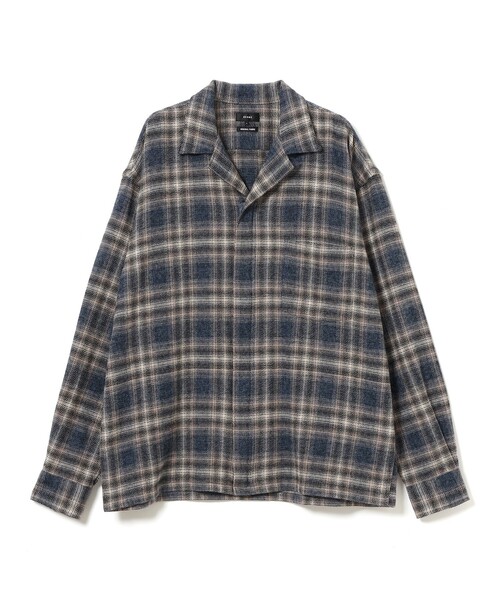 BEAMS（ビームス） シャツ ネル ジップ オープンカラーシャツ メンズ