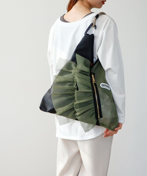 「OUTDOOR PRODUCTS」 トートバッグ FREE ブラック×カーキ レディース_画像3