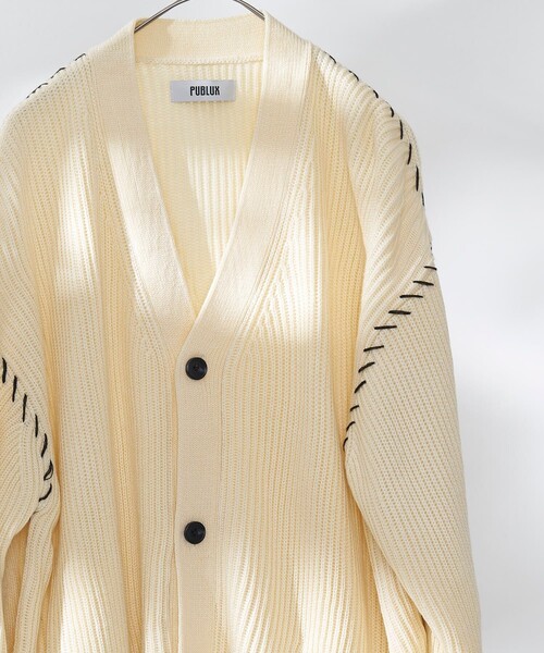 ベージュ カーディガン 通販 Paypayモール ハンドステッチ5gニットカーディガン ユニセックス Zozotown Paypayモール店