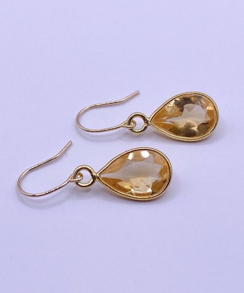 CERCA ピアス MUUKOJI/ペアシェイプファセットカット天然石の10K