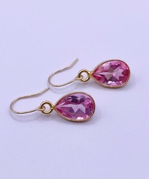 CERCA ピアス MUUKOJI/ペアシェイプファセットカット天然石の10K 