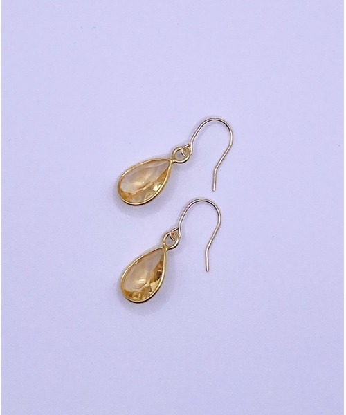 CERCA ピアス MUUKOJI/ペアシェイプファセットカット天然石の10K
