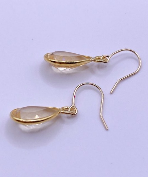 CERCA ピアス MUUKOJI/ペアシェイプファセットカット天然石の10K