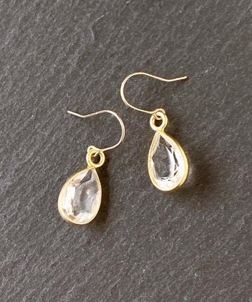 CERCA ピアス MUUKOJI/ペアシェイプファセットカット天然石の10K