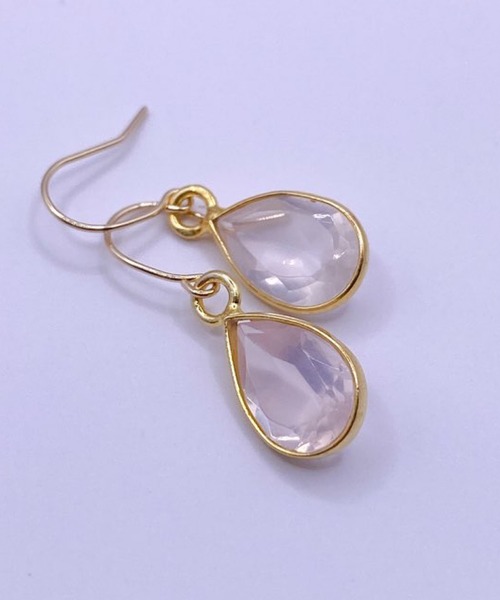 CERCA ピアス MUUKOJI/ペアシェイプファセットカット天然石の10K