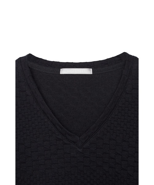 HIGH STREET tシャツ STREET∴ジオメトリックボーダーVネック