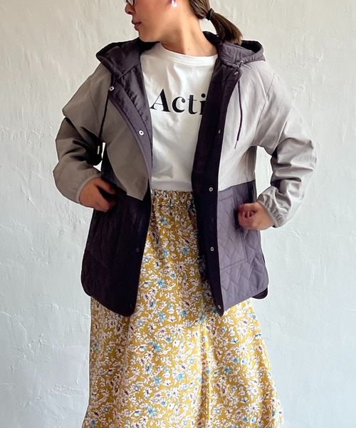 LBC（エルビーシー） ブルゾン アウター 配色切り替えキルトアウター